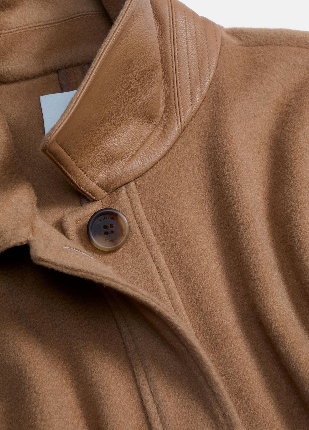 VINCE | Leather-Trim Wool Cape in Accessories - CAMEL