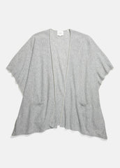 VINCE | Tipped Jersey-Knit Cashmere Cape in Sweaters - MEDIUM GREY/OFF WHITE