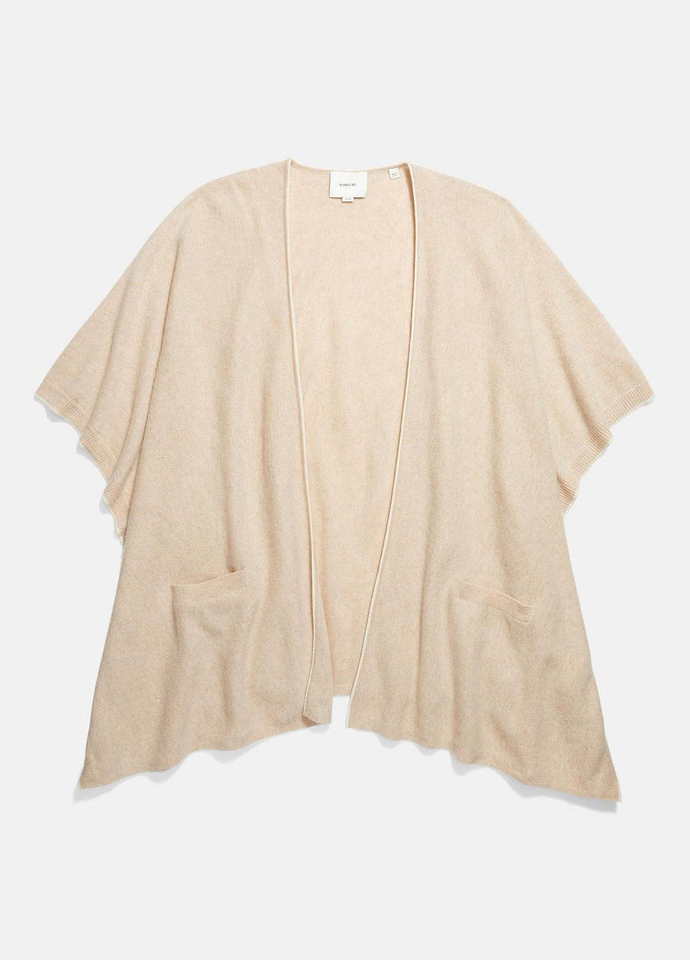 VINCE | Tipped Jersey-Knit Cashmere Cape in Sweaters - OAK/WHITE