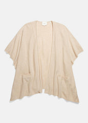 VINCE | Tipped Jersey-Knit Cashmere Cape in Sweaters - OAK/WHITE
