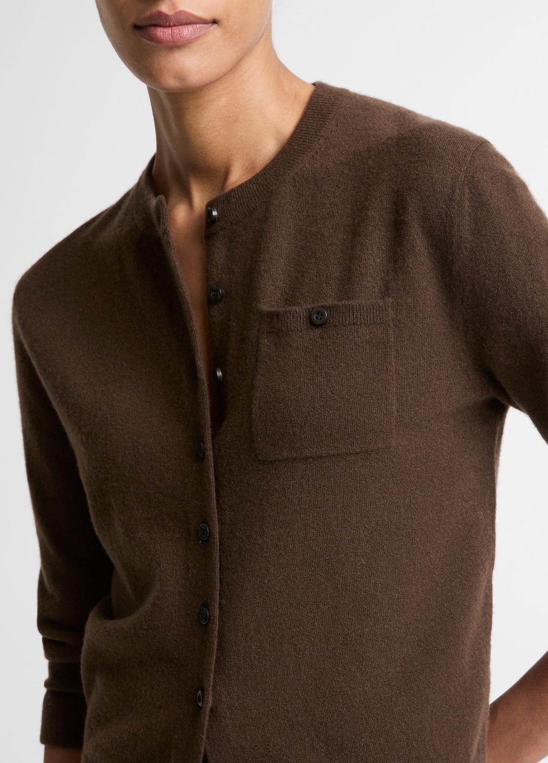 VINCE | Wool & Cashmere-Blend Pocket Cardigan in Cardigans - DARK BARK