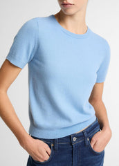 VINCE | Wool & Cashmere-Blend Short-Sleeve Sweater in Crew Neck - HYDRA