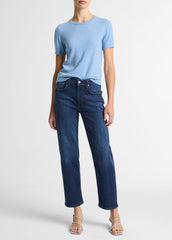 VINCE | Wool & Cashmere-Blend Short-Sleeve Sweater in Crew Neck - HYDRA