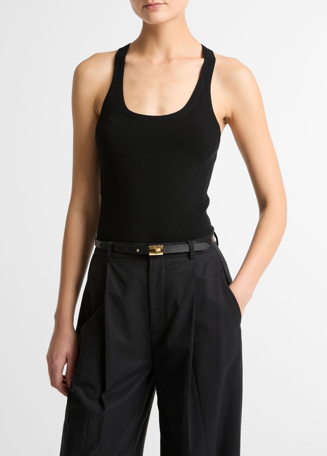 VINCE | Milano-Stitch Scoop-Neck Sweater Tank in Tank Tops - BLACK