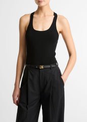 VINCE | Milano-Stitch Scoop-Neck Sweater Tank in Tank Tops - BLACK