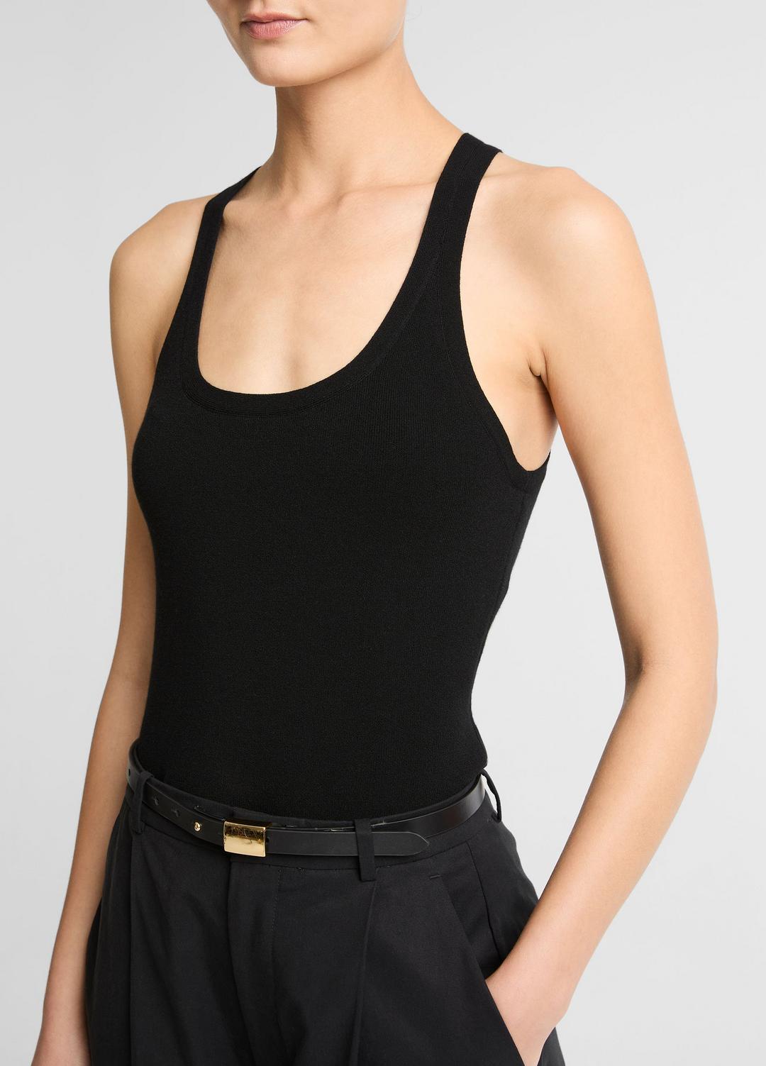 VINCE | Milano-Stitch Scoop-Neck Sweater Tank in Tank Tops - BLACK