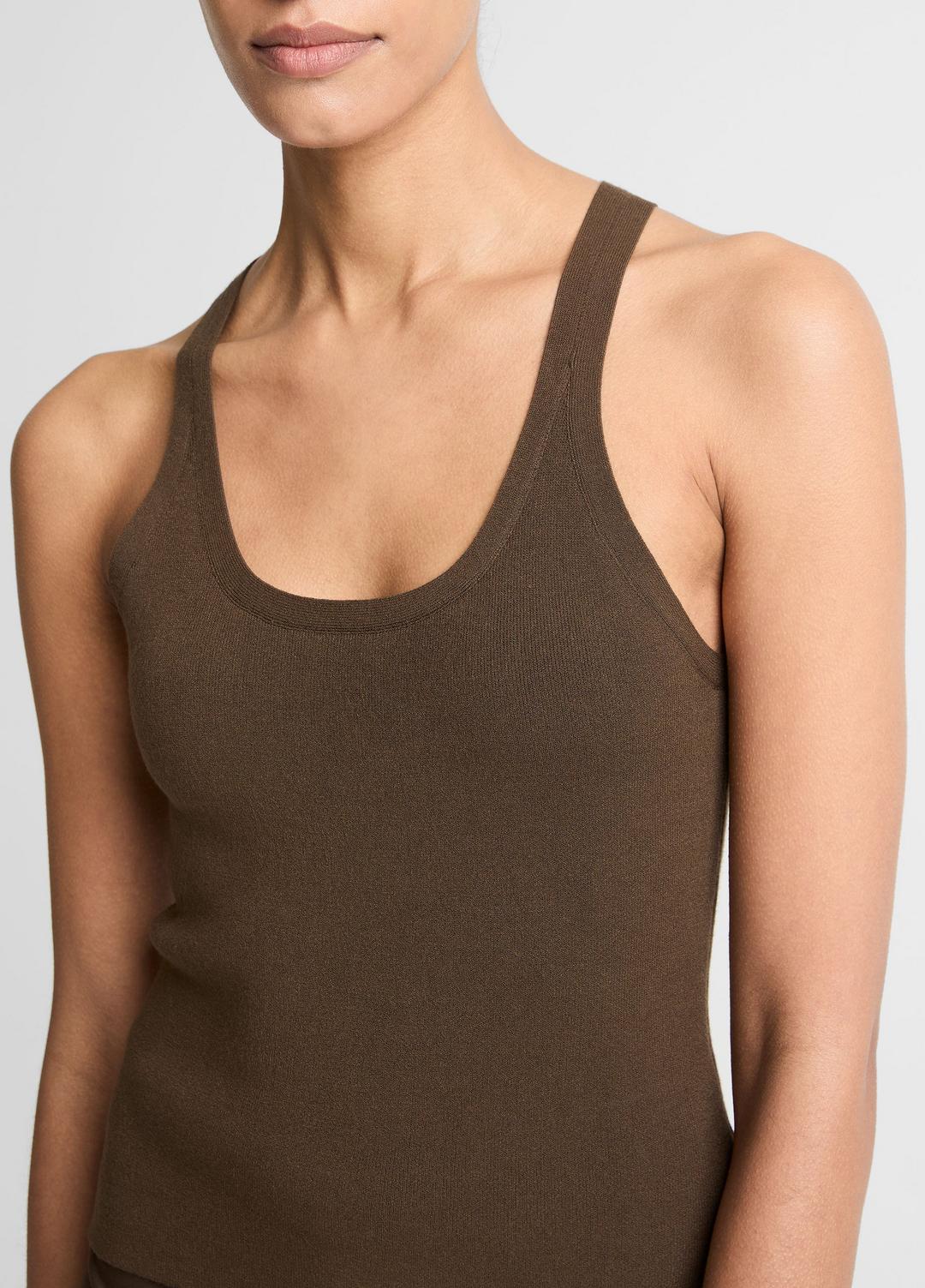 VINCE | Milano-Stitch Scoop-Neck Sweater Tank in Tank Tops - DARK BARK