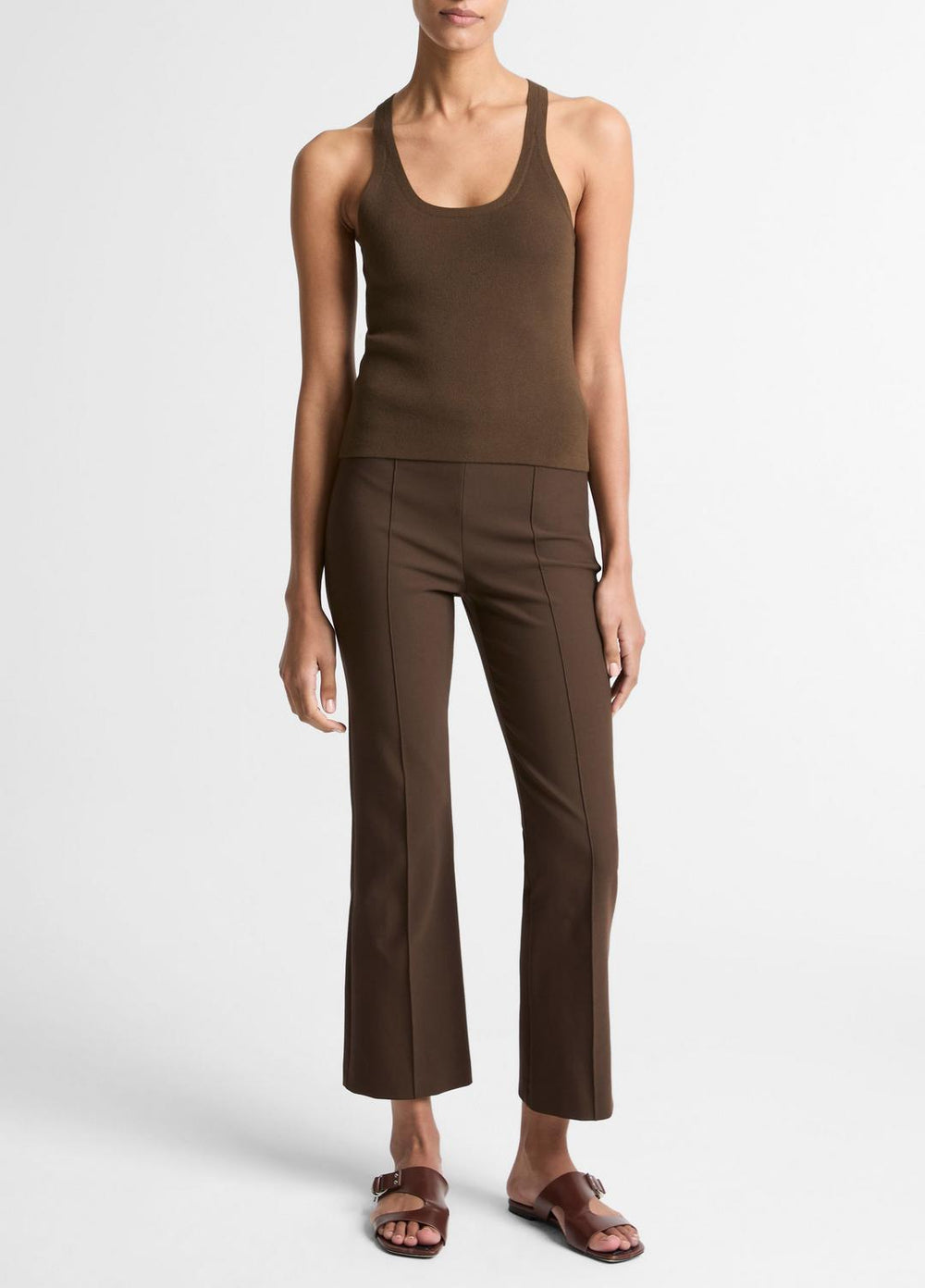 VINCE | Milano-Stitch Scoop-Neck Sweater Tank in Tank Tops - DARK BARK