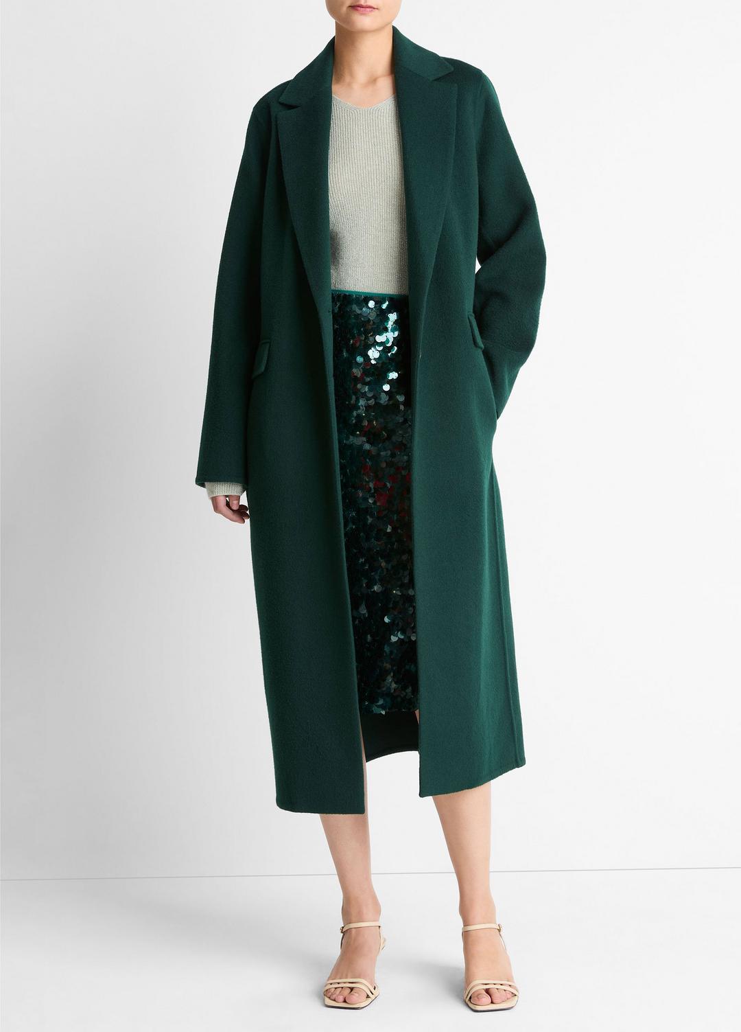 VINCE | Wool-Blend Single-Breasted Coat in Coats - JUNIPER
