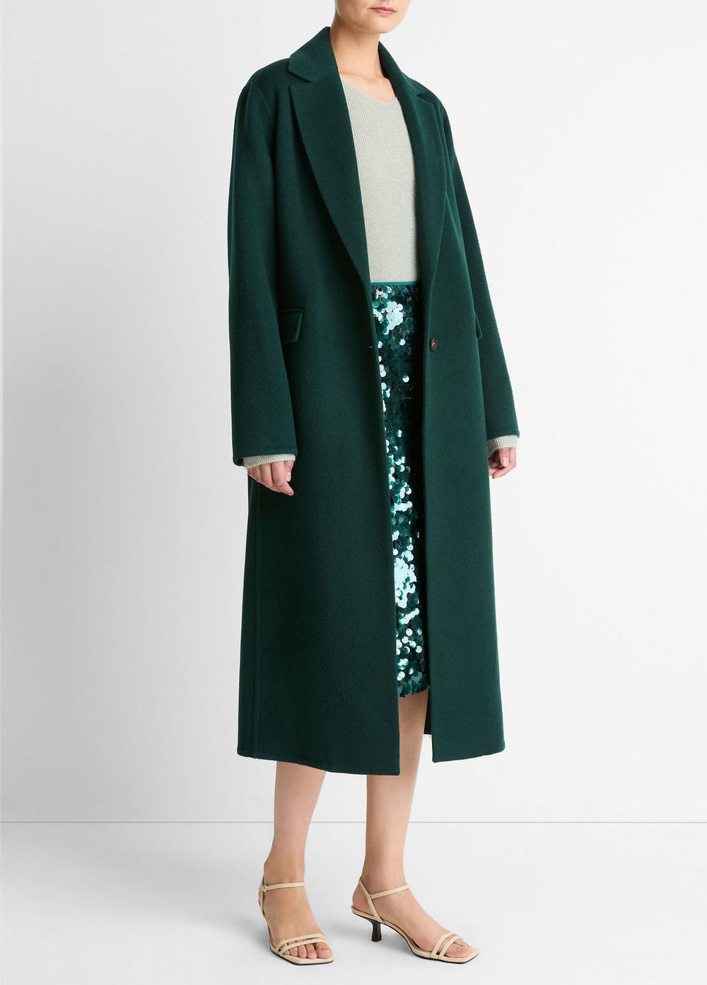 VINCE | Wool-Blend Single-Breasted Coat in Coats - JUNIPER