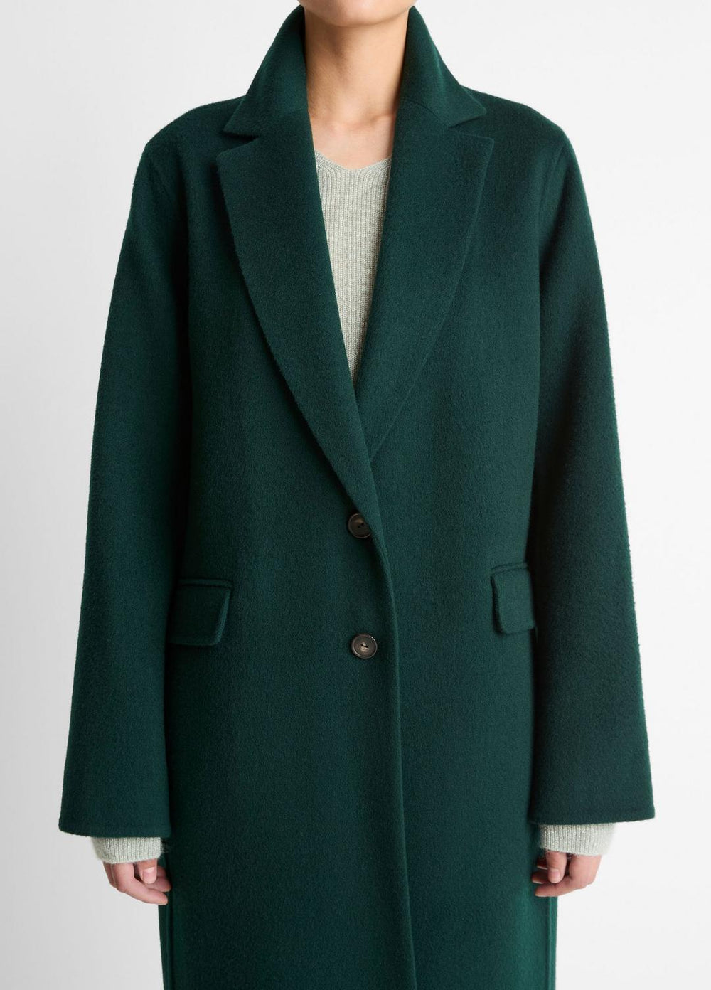 VINCE | Wool-Blend Single-Breasted Coat in Coats - JUNIPER