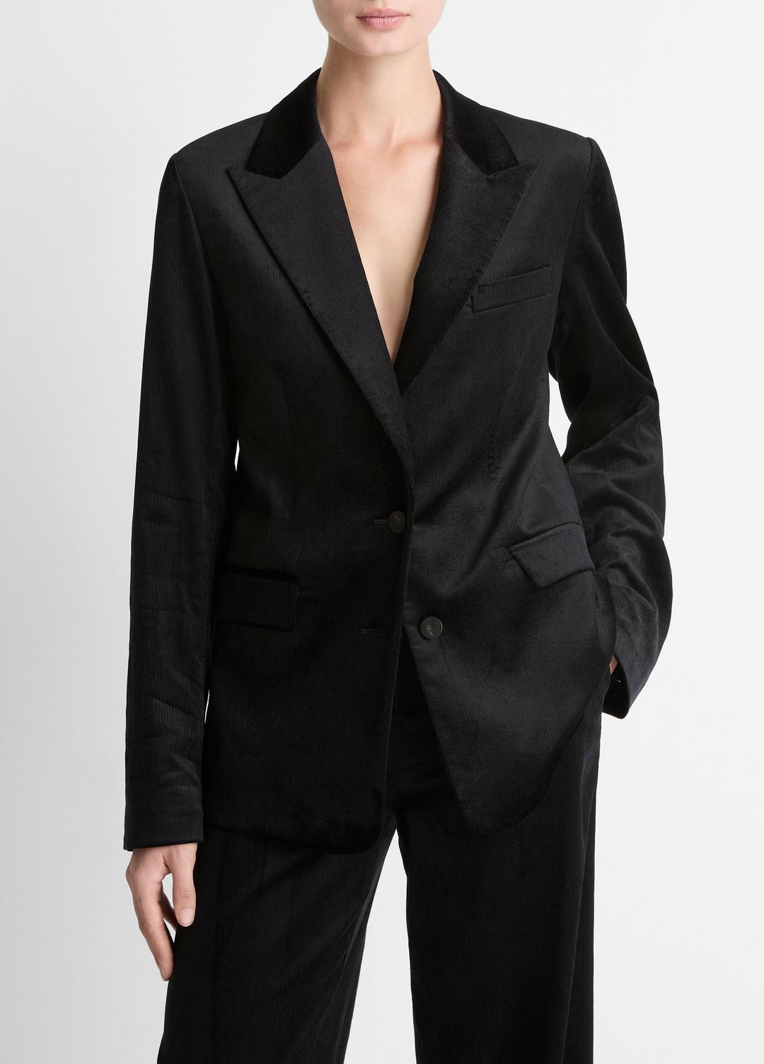 VINCE | Italian Velvet Blazer in Blazers - BLACK