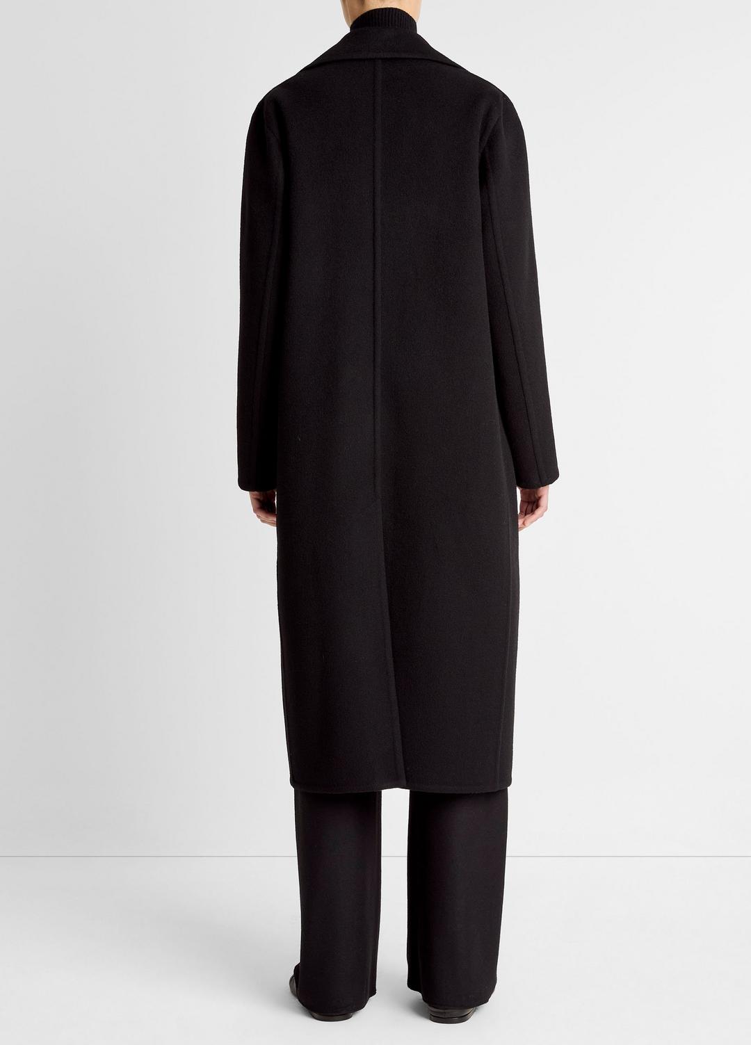 VINCE | Wool-Blend Double-Breasted Long Coat in Coats - BLACK