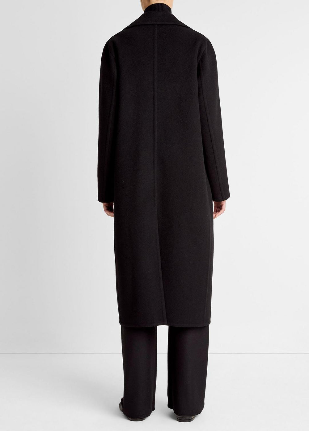 VINCE | Wool-Blend Double-Breasted Long Coat in Coats - BLACK