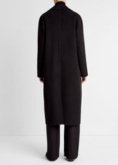 VINCE | Wool-Blend Double-Breasted Long Coat in Coats - BLACK