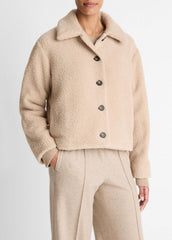 VINCE | Collared Sherpa Jacket in Jackets - MARZIPAN