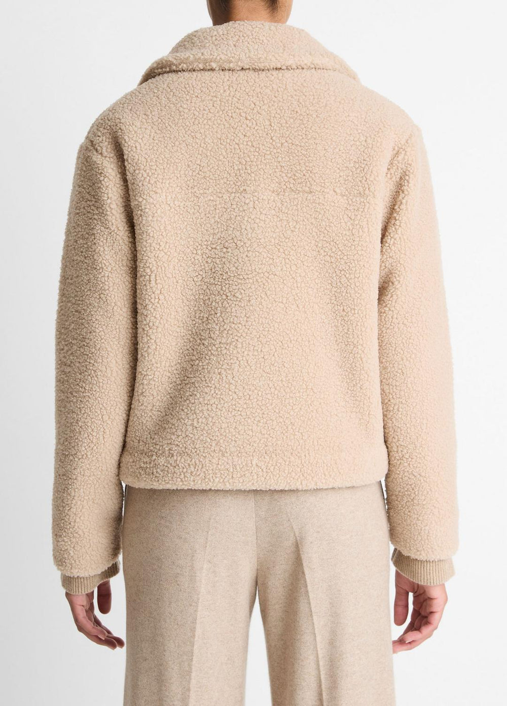 VINCE | Collared Sherpa Jacket in Jackets - MARZIPAN
