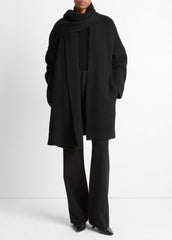 VINCE | Draped-Scarf Wool-Blend Car Coat in Coats - BLACK