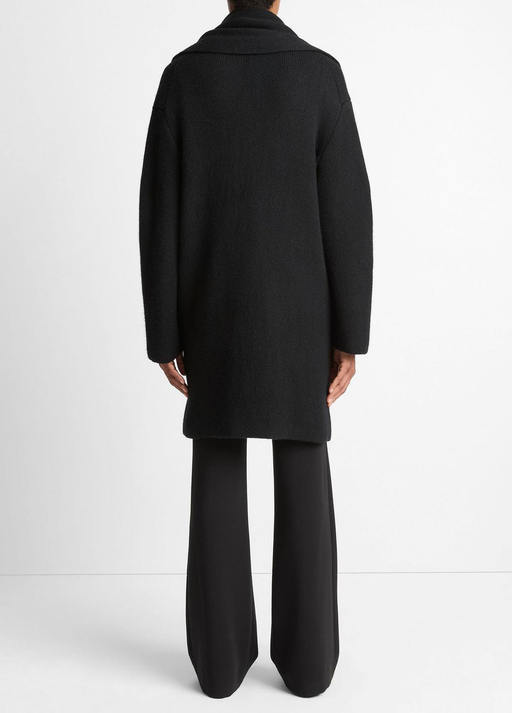 VINCE | Draped-Scarf Wool-Blend Car Coat in Coats - BLACK