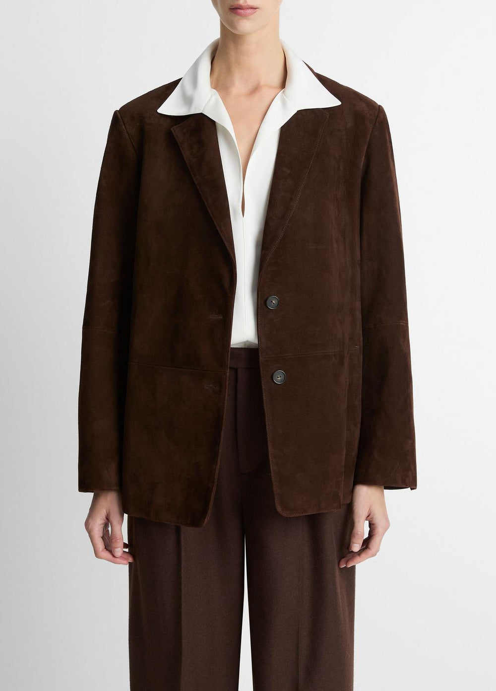 VINCE | Suede Blazer in Blazers - CHOCOLATE