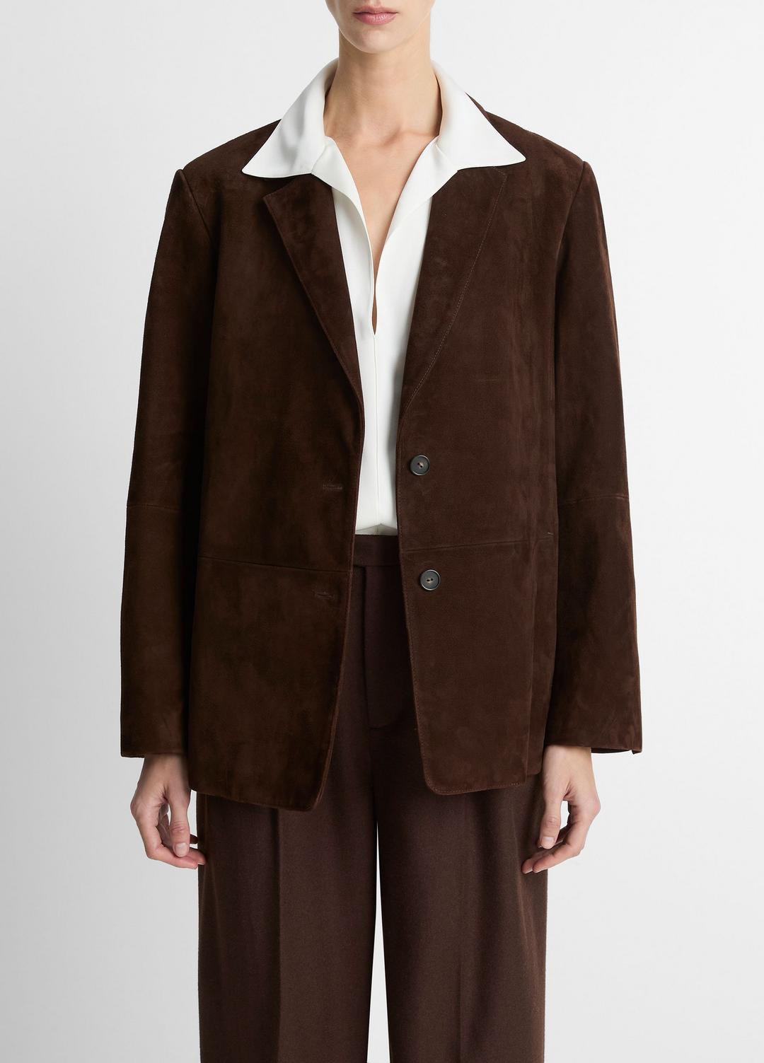 VINCE | Suede Blazer in Blazers - CHOCOLATE