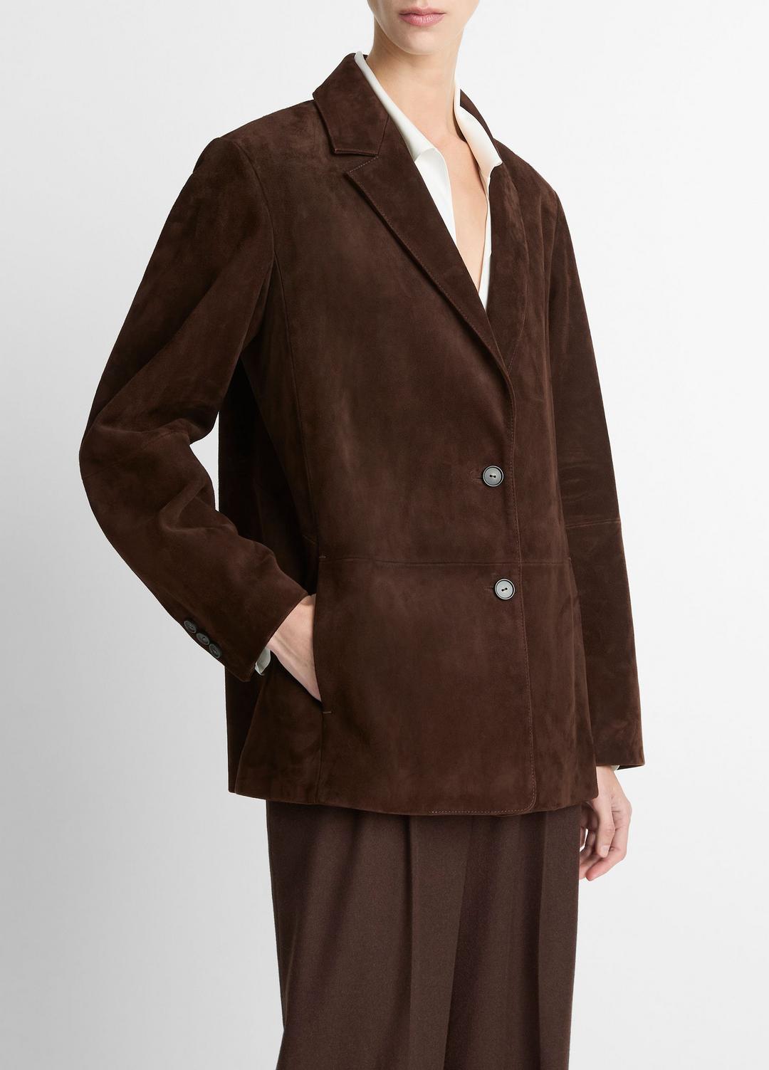 VINCE | Suede Blazer in Blazers - CHOCOLATE