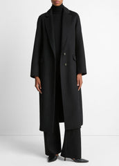 VINCE | Wool-Blend Single-Breasted Coat in Coats - BLACK