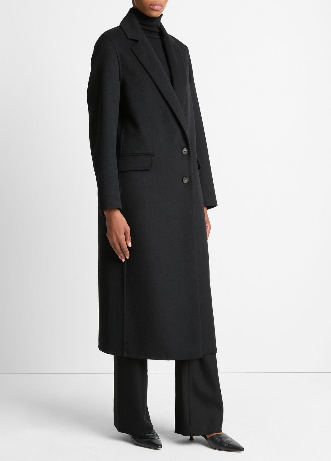 VINCE | Wool-Blend Single-Breasted Coat in Coats - BLACK