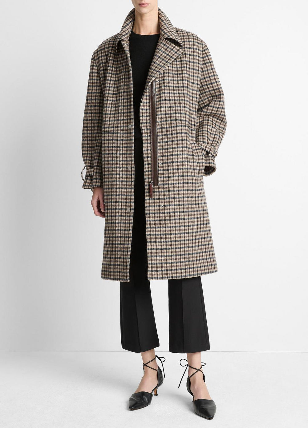 VINCE | Plaid Car Coat in Coats - MULTI CHECK