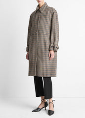 VINCE | Plaid Car Coat in Coats - MULTI CHECK