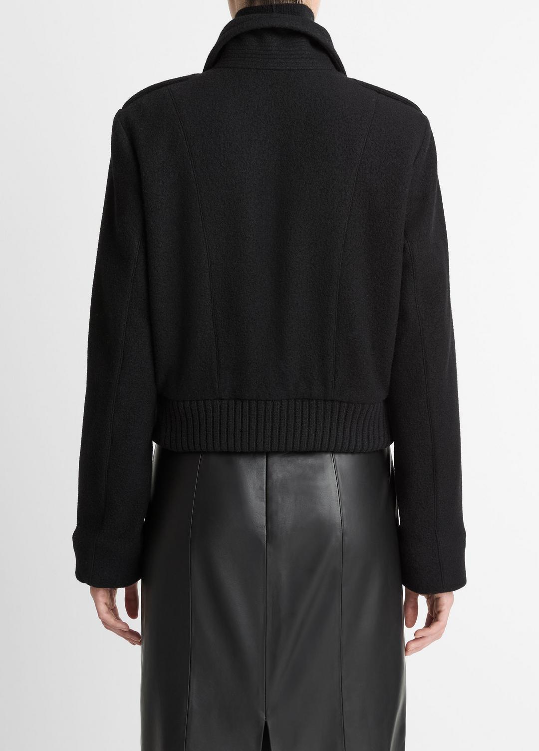 VINCE | Italian Wool-Blend Cropped Jacket in Jackets - BLACK