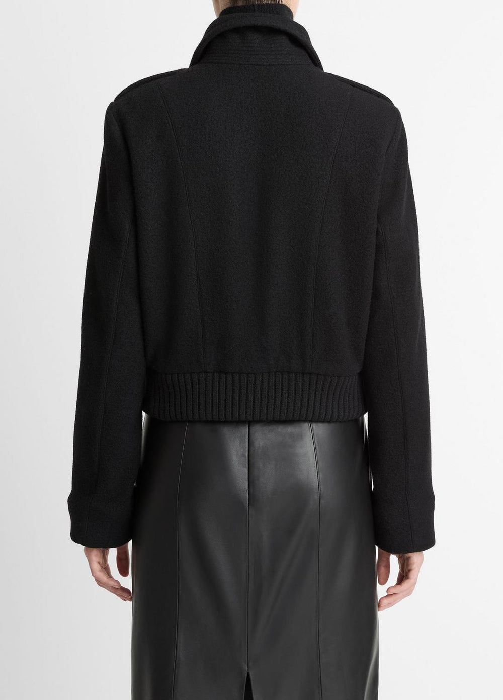 VINCE | Italian Wool-Blend Cropped Jacket in Jackets - BLACK