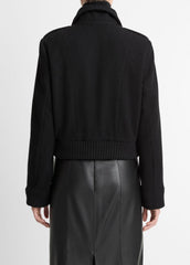VINCE | Italian Wool-Blend Cropped Jacket in Jackets - BLACK