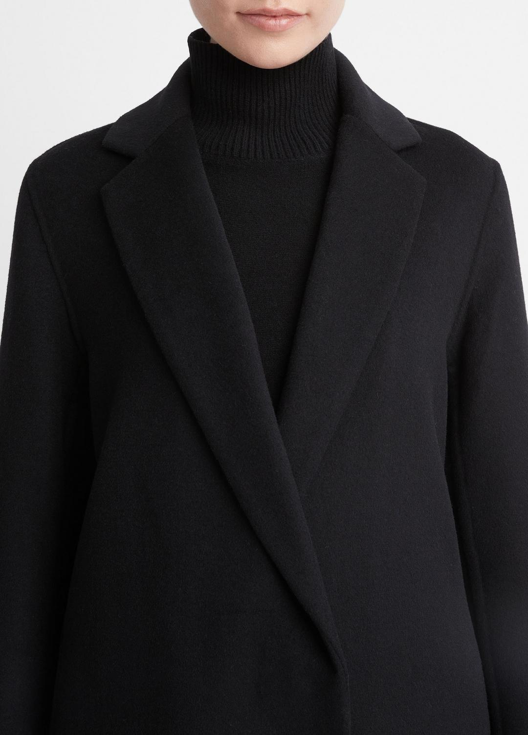 VINCE | Classic Wool-Blend Straight Coat in Coats - BLACK