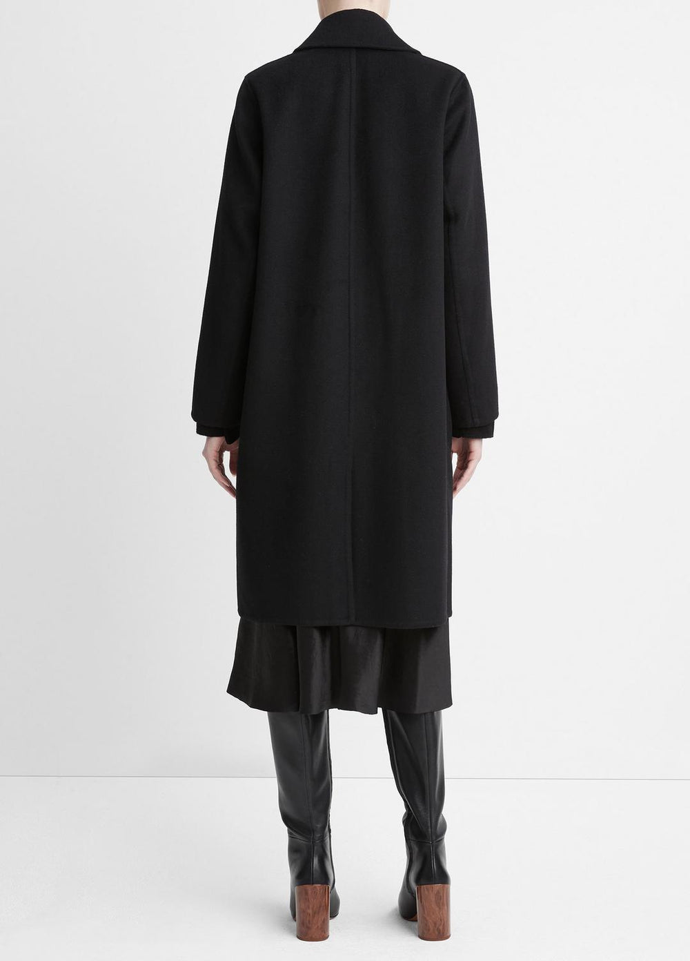 VINCE | Classic Wool-Blend Straight Coat in Coats - BLACK