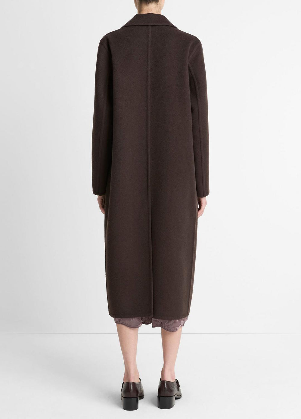 VINCE | Wool-Blend Double-Breasted Long Coat in Coats - DEEP ESPRESSO