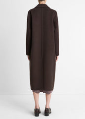 VINCE | Wool-Blend Double-Breasted Long Coat in Coats - DEEP ESPRESSO