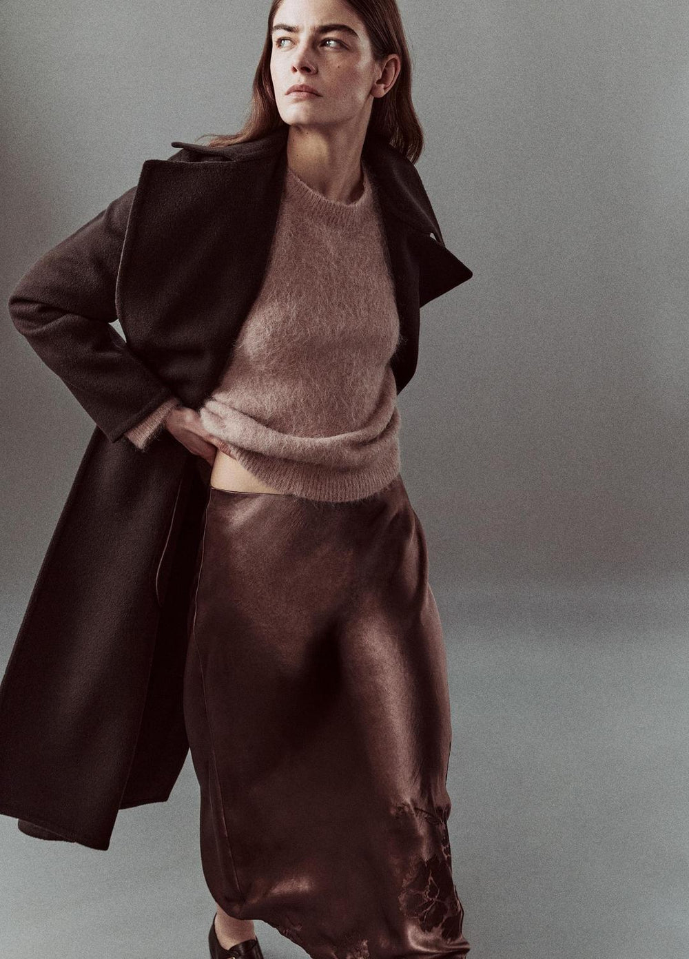 VINCE | Wool-Blend Double-Breasted Long Coat in Coats - DEEP ESPRESSO