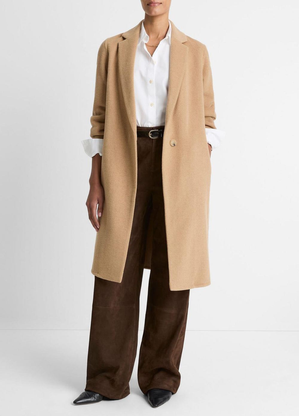VINCE | Classic Wool-Blend Straight Coat in Coats - CAMELLO