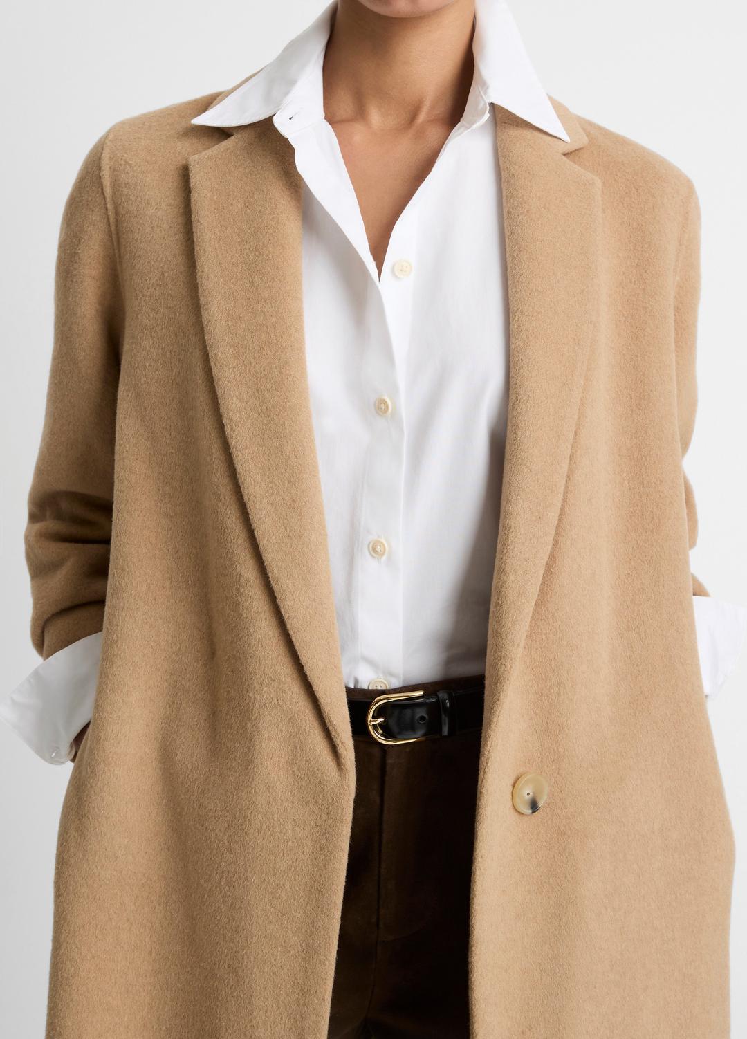 VINCE | Classic Wool-Blend Straight Coat in Coats - CAMELLO
