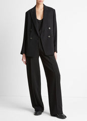 VINCE | Crepe Double-Breasted Blazer in Blazers - BLACK