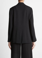 VINCE | Crepe Double-Breasted Blazer in Blazers - BLACK