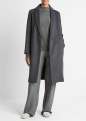 VINCE | Classic Wool-Blend Straight Coat in Coats - CHARCOAL