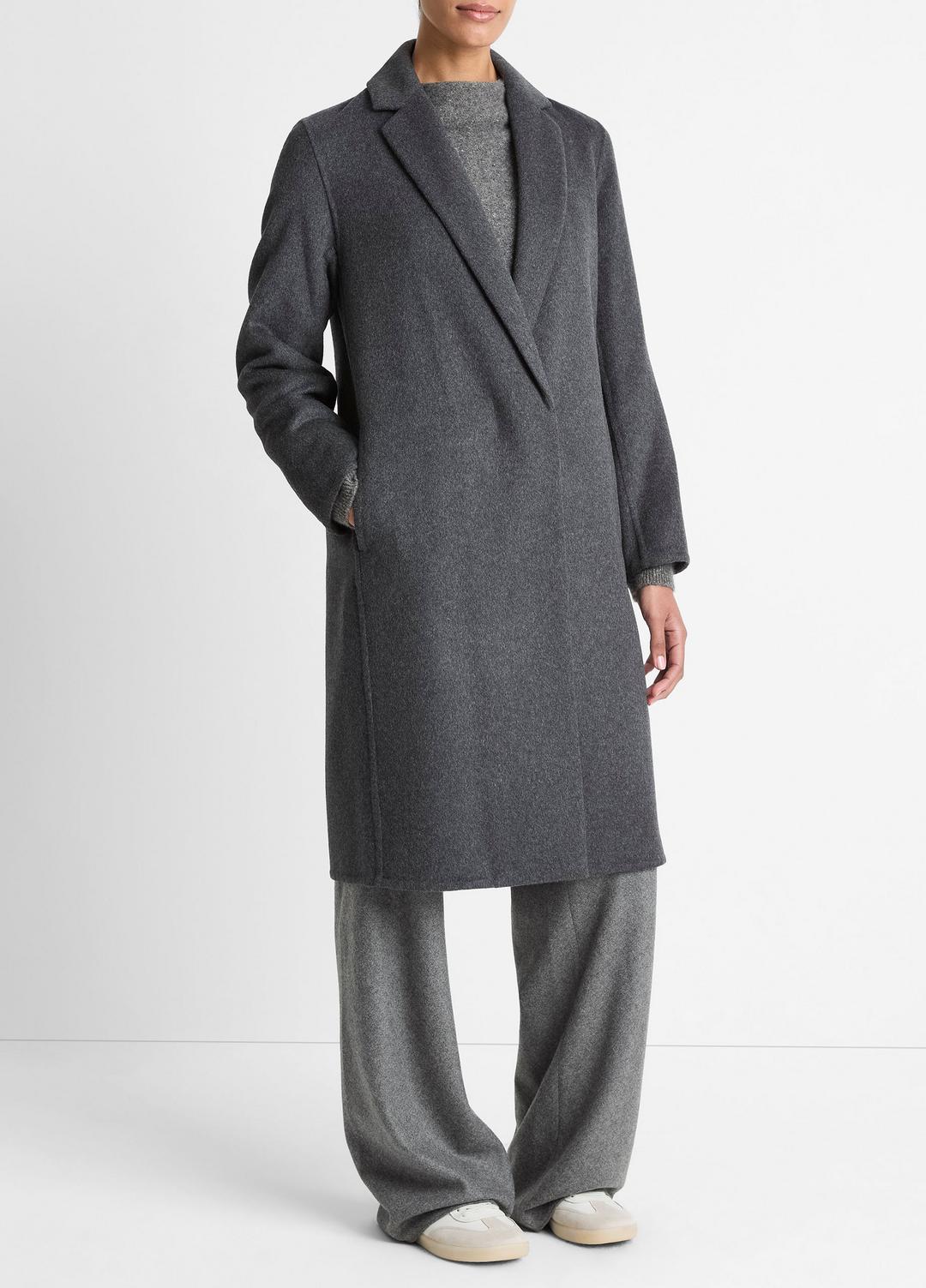 VINCE | Classic Wool-Blend Straight Coat in Coats - CHARCOAL