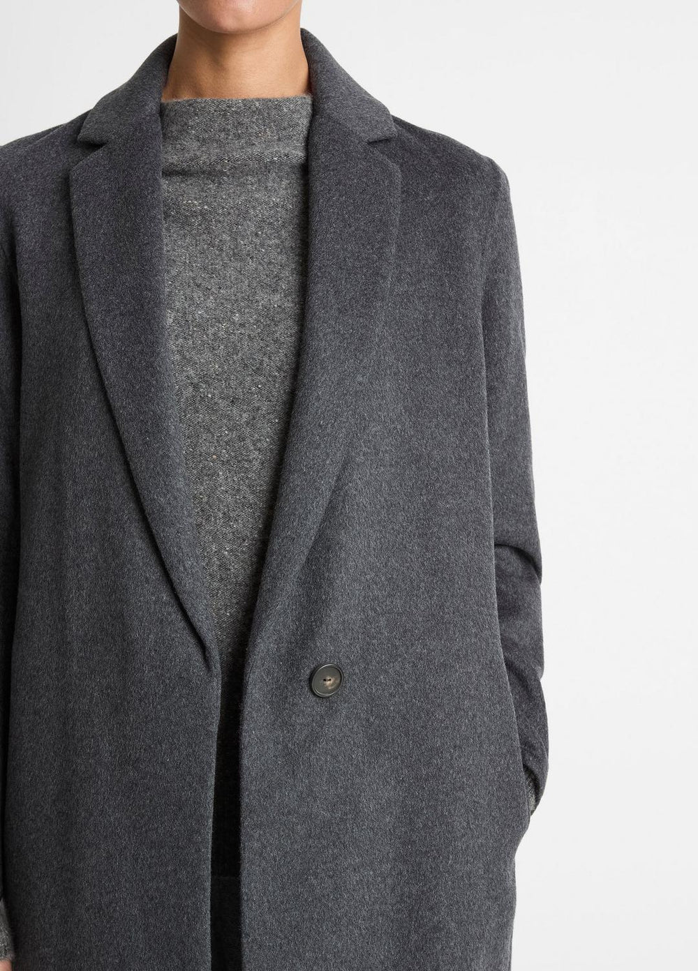 VINCE | Classic Wool-Blend Straight Coat in Coats - CHARCOAL