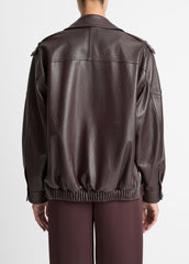 VINCE | Leather Oversized Biker Jacket in Jackets - DARK FIG