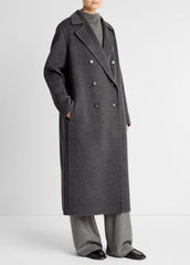 VINCE | Wool-Blend Double-Breasted Long Coat in Coats - CHARCOAL