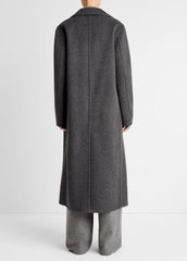 VINCE | Wool-Blend Double-Breasted Long Coat in Coats - CHARCOAL