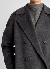 VINCE | Wool-Blend Double-Breasted Long Coat in Coats - CHARCOAL