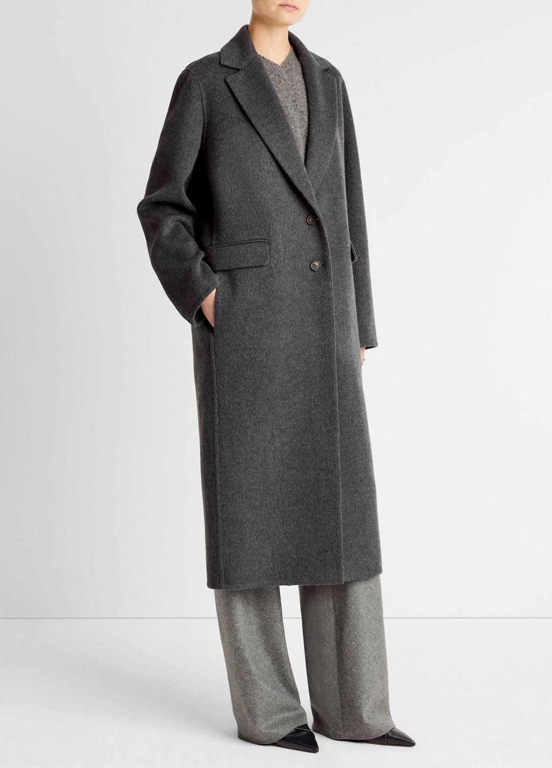 VINCE | Wool-Blend Single-Breasted Coat in Coats - CHARCOAL